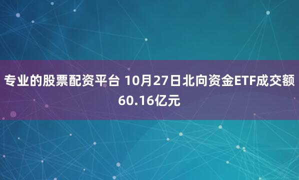 专业的股票配资平台 10月27日北向资金ETF成交额60.16亿元